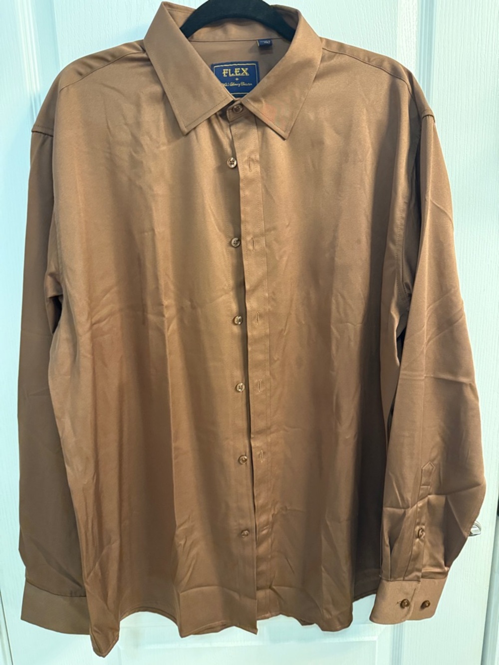 FLEX Men's Long-Sleeve Dress Shirt in Dark Brown